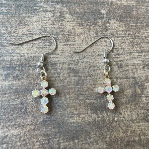 NWOT Rhinestoned cross earrings! (Not real diamond)